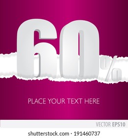 Purple background and with a discount of 60 percent.
