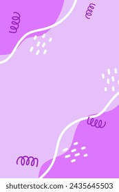 Purple Background Doodle Line Abstract Shapes