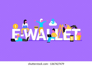 Purple background with e-wallet word