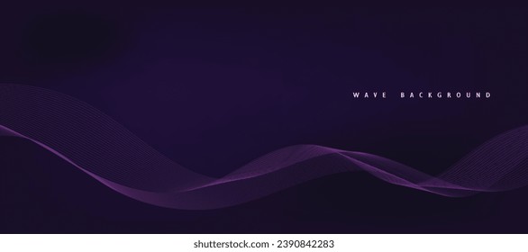 Purple background with flowing wave lines. Futuristic technology concept. Vector illustration