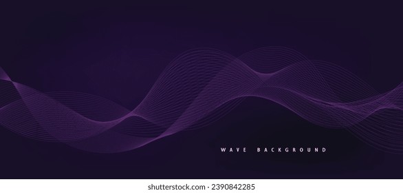 Purple background with flowing wave lines. Futuristic technology concept. Vector illustration
