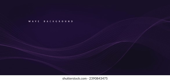 Purple background with flowing wave lines. Data technology concept. Vector illustration