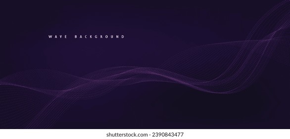 Purple background with flowing wave lines. Data technology concept. Vector illustration