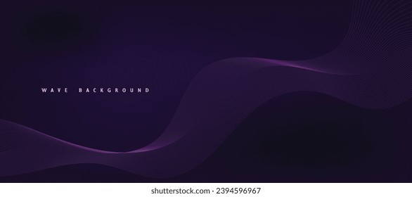 Purple background with flowing wave lines. Futuristic technology concept. Vector illustration