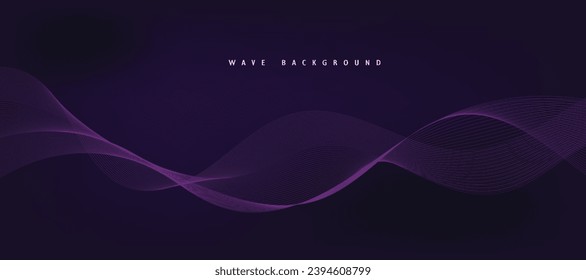 Purple background with flowing wave lines. Futuristic technology concept. Vector illustration