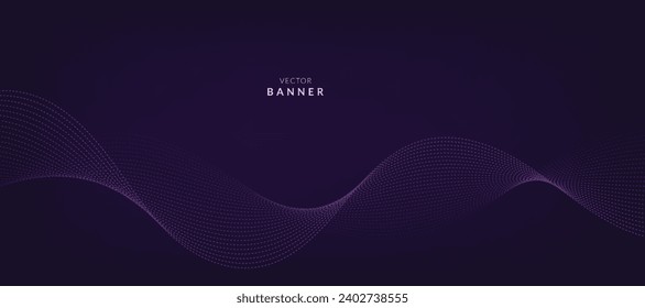 Purple background with flowing wave lines. Futuristic technology concept. Vector illustration