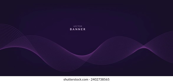 Purple background with flowing wave lines. Futuristic technology concept. Vector illustration