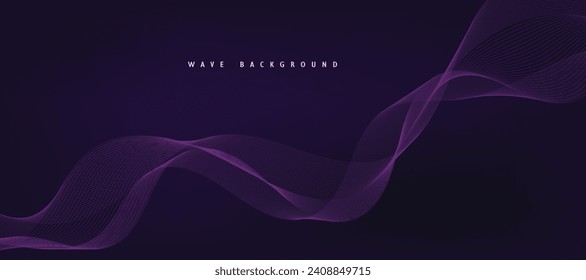 Fondo púrpura con líneas onduladas. Concepto de tecnología futurista. Ilustración del vector