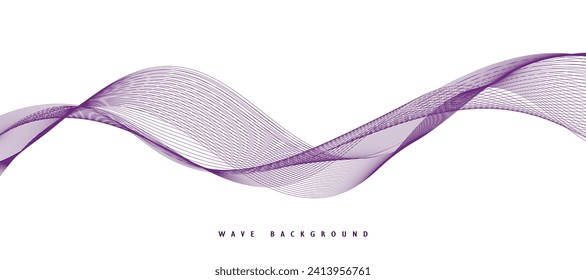 Purple background with flowing wave lines. Futuristic technology concept. Vector illustration