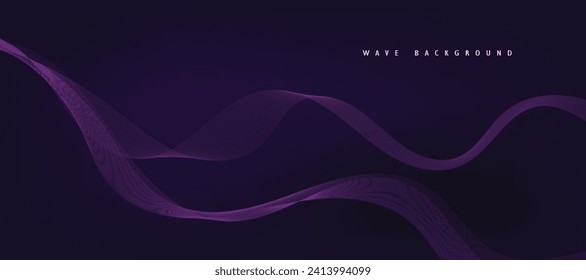Purple background with flowing wave lines. Futuristic technology concept. Vector illustration