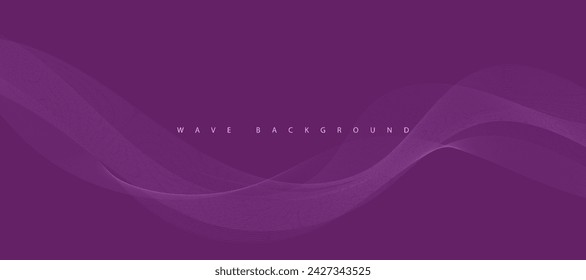 Purple background with flowing wave lines. Futuristic technology concept. Vector illustration