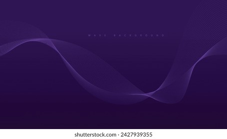 Fondo púrpura con líneas onduladas que fluyen. Concepto de tecnología futurista. Ilustración de vector