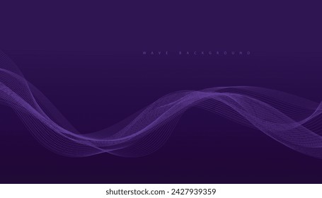 Fondo púrpura con líneas onduladas que fluyen. Concepto de tecnología futurista. Ilustración de vector