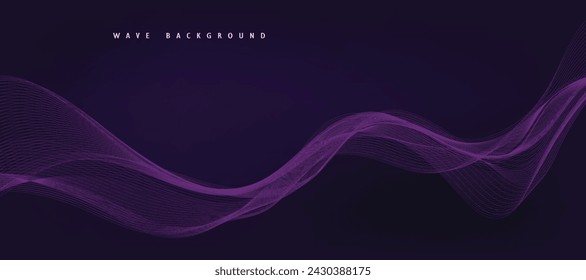 Fondo púrpura con líneas onduladas que fluyen. Concepto de tecnología futurista. Ilustración de vector