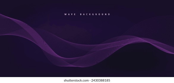 Fondo púrpura con líneas onduladas que fluyen. Concepto de tecnología futurista. Ilustración de vector