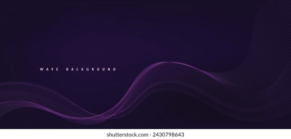 Purple background with flowing wave lines. Futuristic technology concept. Vector illustration