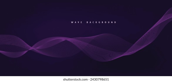 Violetter Hintergrund mit fließenden Wellenlinien. Futuristisches Technologiekonzept. Vektorgrafik