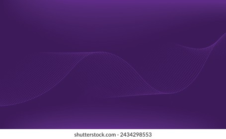 Purple background with flowing wave lines. Futuristic technology concept. Vector illustration