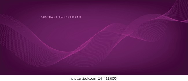 Fondo púrpura con líneas onduladas que fluyen. Concepto de tecnología futurista. Ilustración vectorial