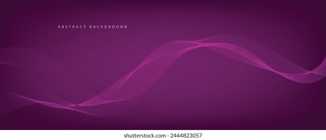 Purple background with flowing wave lines. Futuristic technology concept. Vector illustration