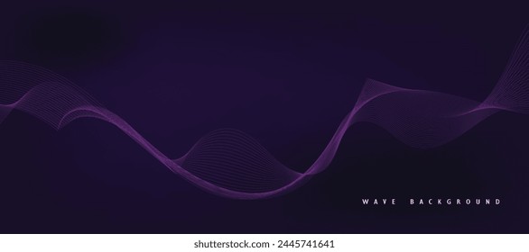 Purple background with flowing wave lines. Futuristic technology concept. Vector illustration
