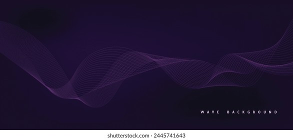 Purple background with flowing wave lines. Futuristic technology concept. Vector illustration
