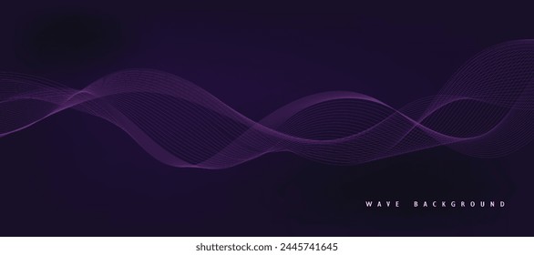 Purple background with flowing wave lines. Futuristic technology concept. Vector illustration
