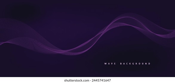 Purple background with flowing wave lines. Futuristic technology concept. Vector illustration
