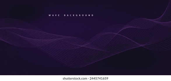 Purple background with flowing wave lines. Futuristic technology concept. Vector illustration
