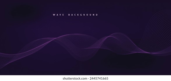 Purple background with flowing wave lines. Futuristic technology concept. Vector illustration
