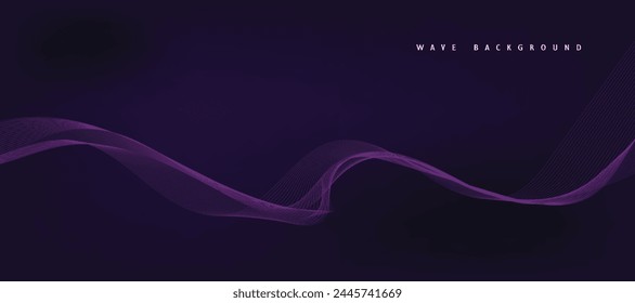 Purple background with flowing wave lines. Futuristic technology concept. Vector illustration
