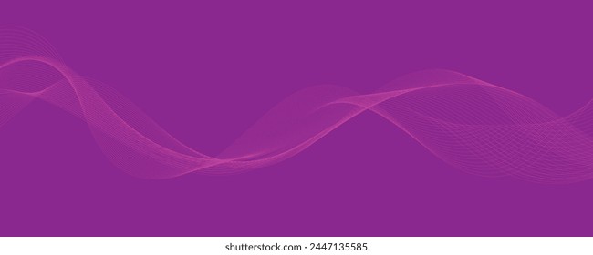 Purple background with flowing wave lines. Futuristic technology concept. Vector illustration

