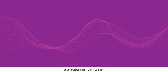 Purple background with flowing wave lines. Futuristic technology concept. Vector illustration

