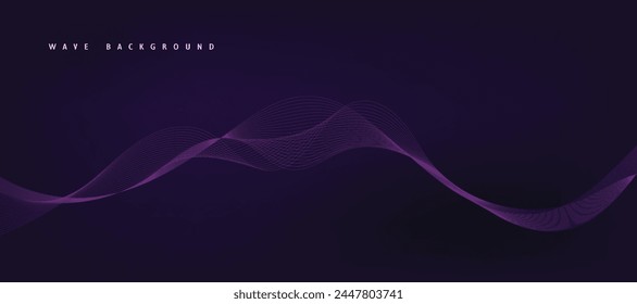 Fondo púrpura con líneas onduladas que fluyen. Concepto de tecnología futurista. Ilustración vectorial
