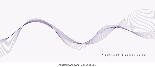 Fondo púrpura con líneas onduladas que fluyen. Concepto de tecnología futurista. Ilustración vectorial

