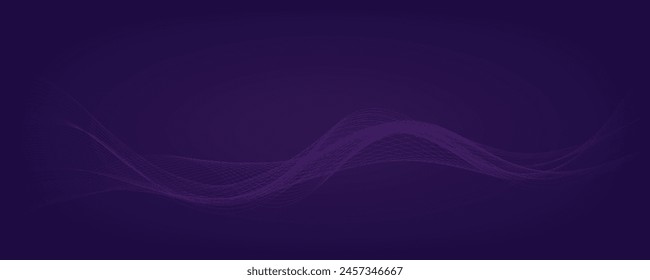 Violetter Hintergrund mit fließenden Wellenlinien. Futuristisches Technologiekonzept. Vektorillustration
