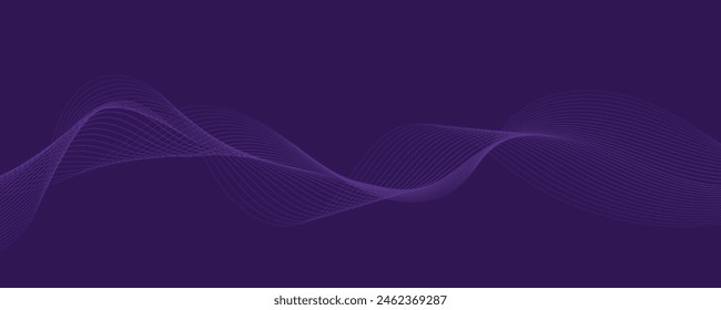 Fondo púrpura con líneas onduladas que fluyen. Concepto de tecnología futurista. Ilustración vectorial