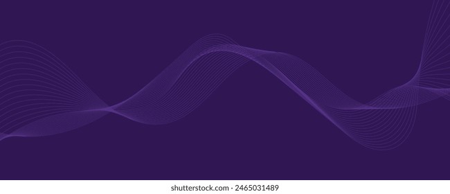 Purple background with flowing wave lines. Futuristic technology concept. Vector illustration
