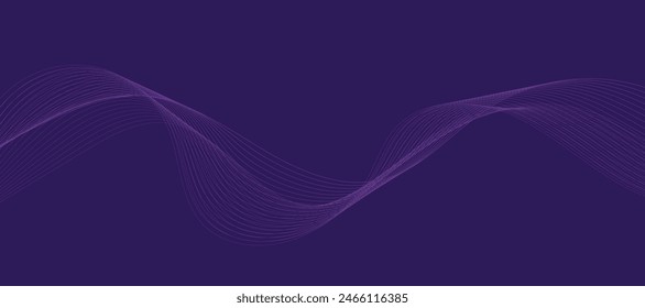 Purple background with flowing wave lines. Futuristic technology concept. Vector illustration
