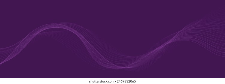 Violetter Hintergrund mit fließenden Wellenlinien. Futuristisches Technologiekonzept. Vektorillustration

