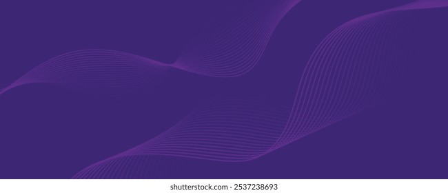 Fondo púrpura con líneas onduladas que fluyen. Concepto de tecnología futurista. Ilustración vectorial	
