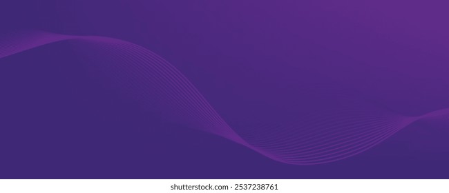 Plano de fundo roxo com linhas de onda em fluxo. Conceito de tecnologia futurista. Ilustração vetorial	
