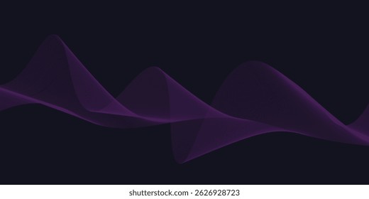 Purple background with flowing wave lines. Futuristic technology concept. Suit for website, poster, flyer, banner.
