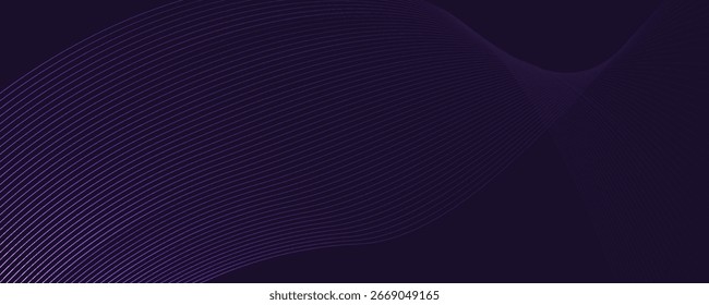 Fondo púrpura con líneas onduladas que fluyen. Concepto de tecnología futurista. Ilustración vectorial