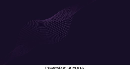 Fondo púrpura con líneas onduladas que fluyen. Concepto de tecnología futurista. Ilustración vectorial