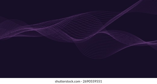 Purple background with flowing wave lines. Futuristic technology concept. Vector illustration