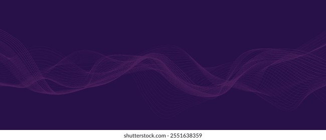 Purple background with flowing wavy lines. Futuristic technology concept.