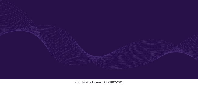 Fondo púrpura con líneas onduladas que fluyen. Concepto de tecnología futurista.