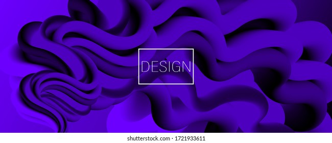Purple Background. Fluid Flow. Landing Page. 3d Fluid Poster. Abstract Flow. Trendy Poster. 3d fluid vector. Purple Poster. Geometric Background. 3d Fluid Banner.