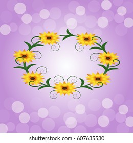 purple background with frame ellipse flower beautiful